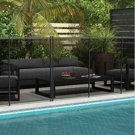 Barriera per piscina 365x126 cm in alluminio nero, 4 pannelli, sicurezza bambini – MEUBLIV (1/5)