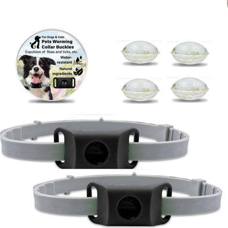 Collier Anti Puces et Tiques pour Chien et Chat, Protection Naturelle, La Taille du Collier Est Ajustable, sans Danger pour Les Chats Et Les Chiens, Convient à Toutes Les Tailles (Noir, 2 Pack) (1/5)