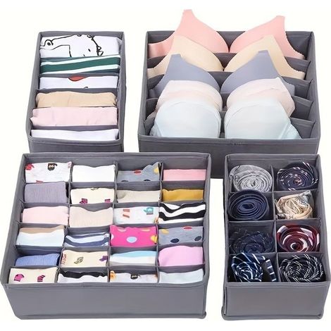 BelleRise - Ensemble de rangement pour lingerie 4 pièces — Séparateurs et organisateurs de tiroirs — Boîtes de rangement simples et pliables (1/5)