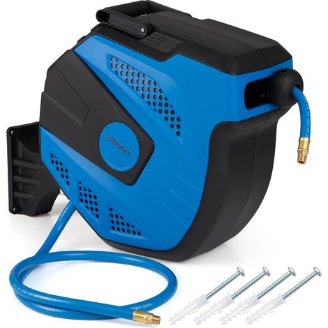 Avvolgitubo automatico per aria compressa, 15 m + 1,5 m, kit di montaggio a parete