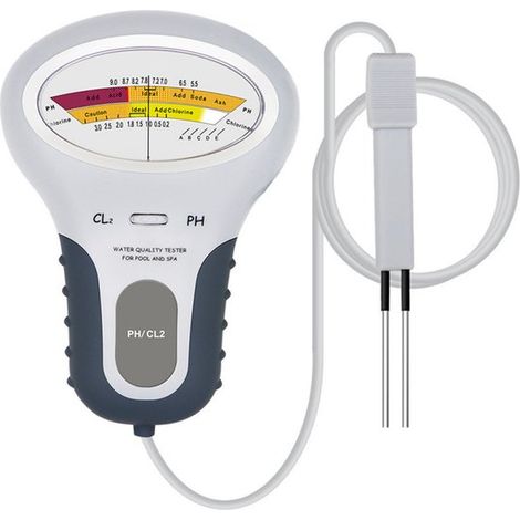 Medidor de calidad del agua: medidor de pH y de cloro para piscinas y agua potable pantalla grande y resistente (1/5)