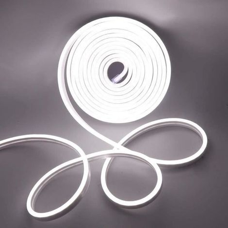 (Weiß) 5 m flexibler LED-Neonstreifen 12 V, kürzbar, wasserdicht IP65, LED-Streifenleuchte für den Innen- und Außenbereich, Weiß (Adapter im Lieferumfang enthalten) (1/4)