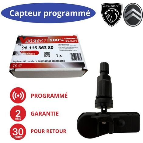 Capteur pression pneus TPMS 433MHz noir préprogrammé pour PEUGEOT 3008/508/5008/RCZ et CITROEN C4/C5/Berlingo/DS4/DS5