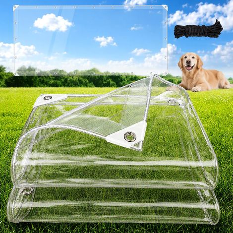 1.5 x 2.1m Bâche étanche Transparente 500g/m², 0.35mm Epaisse Multifonction PVC Protection Baches avec œillets, pour Piscine, Jardin, Voiture, Mobilier, Inclure Corde et Serre-câbles (1/5)