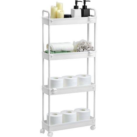 Desserte à Roulettes 4 Niveaux, Chariot de Rangement Étroit pour Cuisine, Salle de Bain, Chambre (1/5)