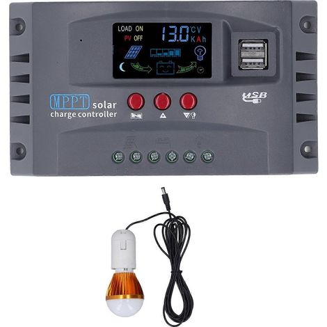 Solar-Laderegler mit beleuchtetem LCD-Display, MPPT-Überstromschutz, Solar-Laderegler 12 V 24 V 1