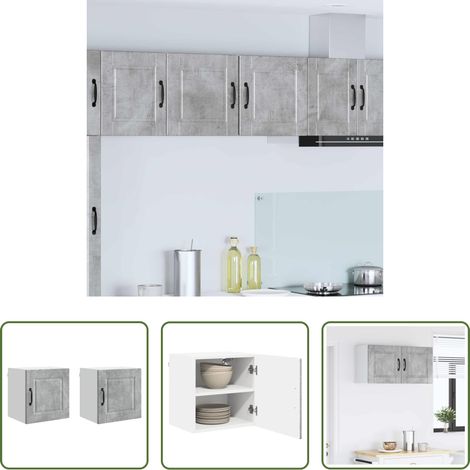 vidaXL Küchenregale Holz - Küchenschrank 2 pcs Beton Grau 40 x 31 x 40 cm Holzwerkstoff (1/5)