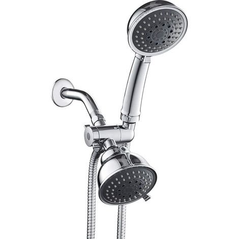 Set doccia, staffa di installazione nascosta, braccio deviatore a T, 5 funzioni, getto superiore zincato portatile (1/5)