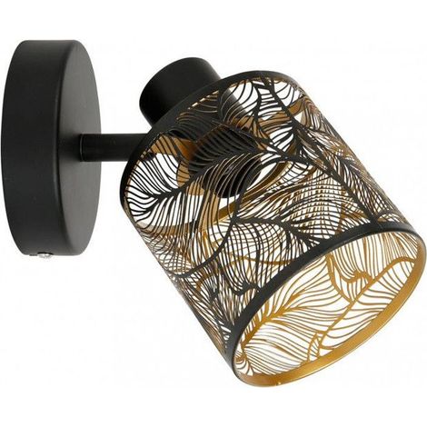 Applique murale - Lampe - Spot orientable - Métal - Noir - 13,5x11x11 cm - Moderne - Salon