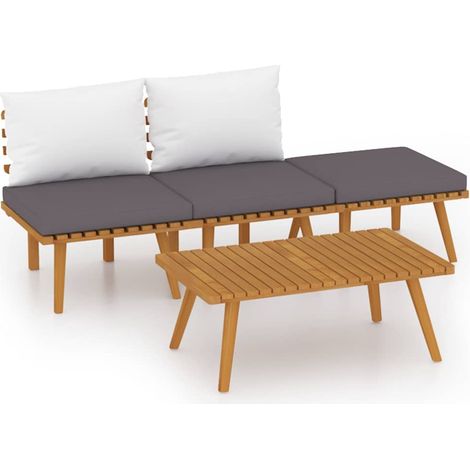 Salon de jardin 4 pcs Contemporain, Ensemble repas de jardin, avec coussins Bois d'acacia solide OIB2325E (1/5)