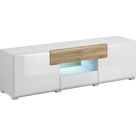 Mobile TV 2 ante 2 cassetti Jules bianco e marrone 159cm