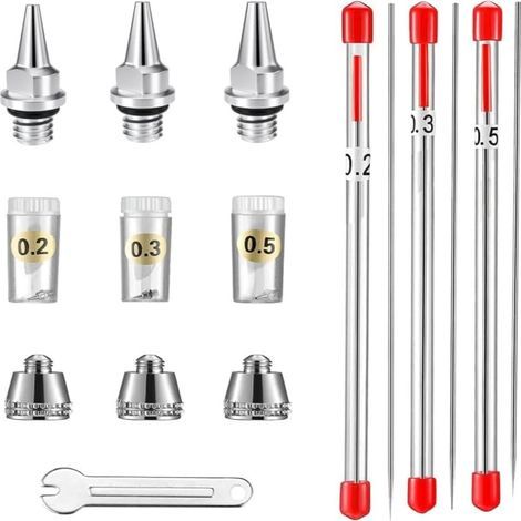 Capuchon de buse, Aiguille et buse pour aérographe, de 0,2 mm, 0,3 mm, 0,5 mm. Pièces de Rechange pour aérographe (1/5)
