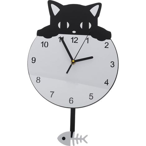 Horloge Murale Artistique en Acrylique, Design Chaton Silencieux, Chambre D'garçon Et Filles, Décoration Murale Moderne pour Salon, Élément Décoratif Unique (1/5)