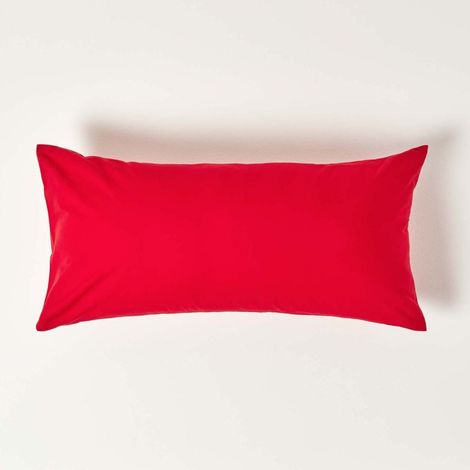 HOMESCAPES Taie d'oreiller Rouge 100% coton Egyptien 200 fils 40 x 80 cm