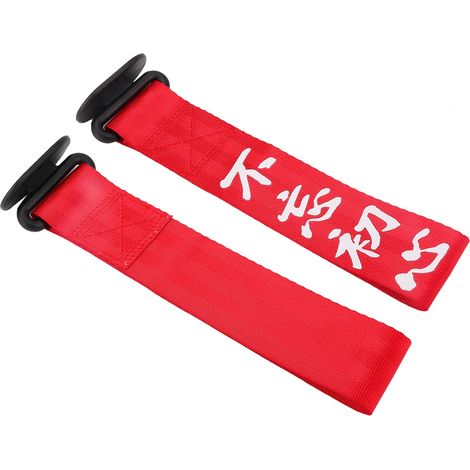 Corde de remorquage auto universelle, sangle de traction racing style, pare-chocs avant arrière décoration, rouge (1/3)