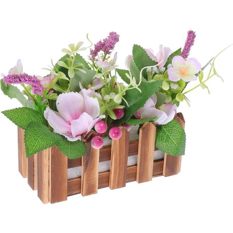 Plantes Artificielles 6.30x5.91x3.27in en Pots Clôture en Bois Massif Charme Rustique Arrangements Floraux Artificiels pour Décoration Intérieure et Extérieure pour Mariage (1/5)