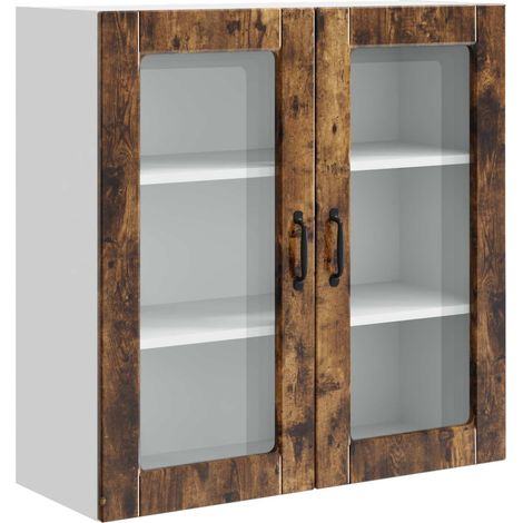 Maison Exclusive - Cabinet en verre mural PORTO Chêne fumé 80 x 31 x 80 cm (1/5)