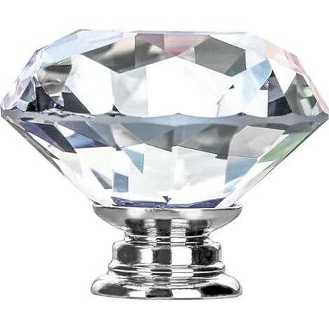 12 pièces boutons de tiroir en cristal, verre en cristal taillé en diamant de 42 mm avec vis de 3 longueurs différentes, boutons de tiroir modernes pour porte d'armoire, tiroir, armoire