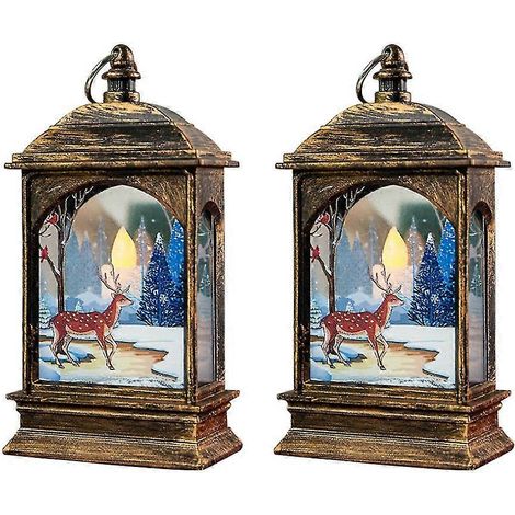 lot de 2 guirlandes lumineuses décoratives de Noël, lampes de bureau (marron)