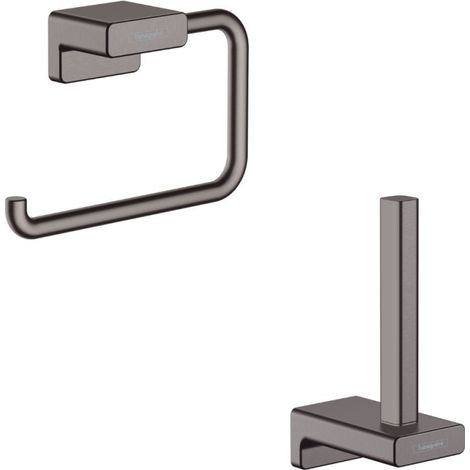 Porte-papier WC HANSGROHE AddStoris + Réserve porte-papier noir chromé brossé
