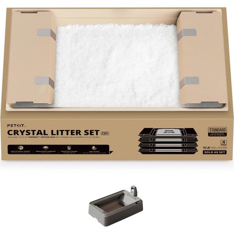 Crystal Cat Litter Kit, Compatible with Crystal Duo, 6X Air Freshener, 99% Dust Free, 3 Step Change, No Cleaning (4 Pcs) (1/5)