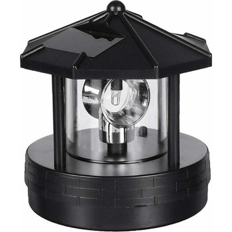 LaBlanc – Solarbetriebener LED-Leuchtturm, 360° drehbar, wasserdicht, drehbare Statue für Garten, Hof, Außendekoration, Schwarz (1/5)