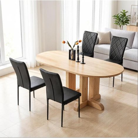 Sillas comedor pack 4 cuero sintético negro OKMYHOME (1/5)