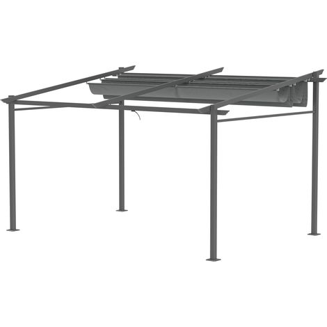 Pergola rétractable grise – 4x3 m, structure métal époxy, toile polyester 180g/m² incluse – Modulable, résistante aux intempéries (1/5)