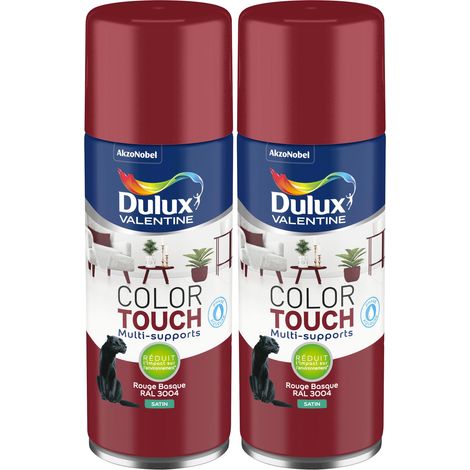 Lot de 2 - Peinture aérosol Color Touch Multi-Supports - Satin Rouge Basque 400 ml - Dulux Valentine (1/5)