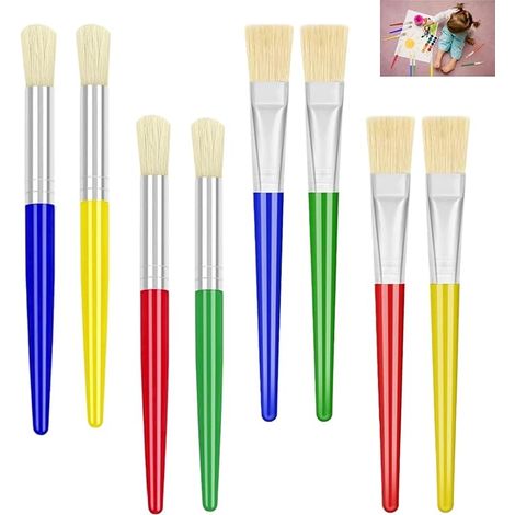 Paint Brushes Set,8Pcs Paint Brushes for Kids Round & Flat,Multi Color Paint Brushes Children‘s Washable Paintbrushes,for Beginner Painting Supplies