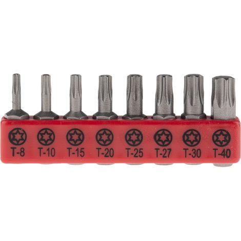 Rs Pro – Jeu d'embouts de vissage 8 pièces – Acier au vanadium – Tête Torx T8 à T40 – Pour vissage rapide en série
