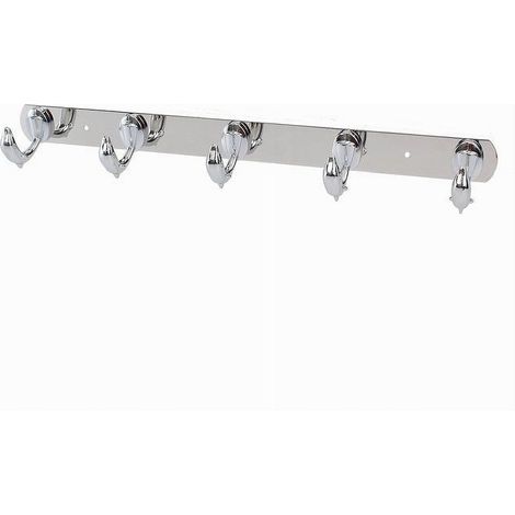 Trade Shop - Appendino Con 5 Ganci A Delfino Parete Multiuso Acciaio Viti 45 X 7.5 Cm 52180 - (1/3)