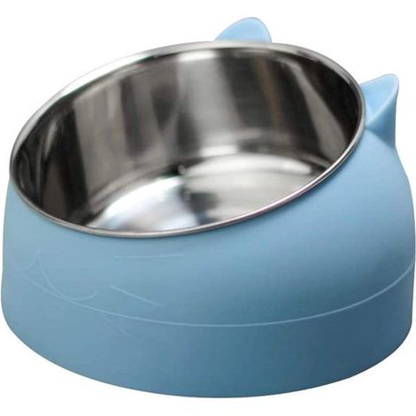 1 arenero de acero inoxidable, bebedero para gatos, comedero multifuncional - azul (1/5)