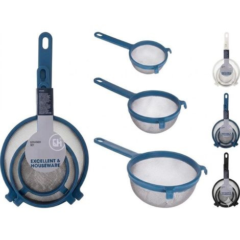 EXCELLENT coladores plastico 17, 13 y 10 cm , Set de coladores de plástico 17, 13 y 10 cm, un conjunto práctico y versátil ideal para escurrir, lavar y filtrar alimentos en las tar