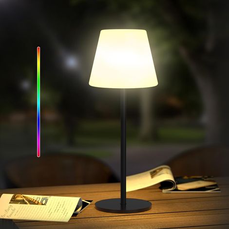 2200mAh Lampe de table LED d'extérieur sans fil Blanc chaud et RVB énergie solaire Avec télécommande (1/5)