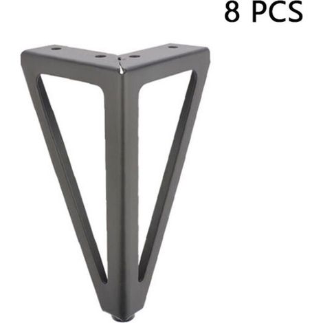 Lot de 8 Pieds de Meubles en Métal Noir, Hauteur 15 cm, Adaptés à Canapés, Armoires et Autres Meubles (1/4)