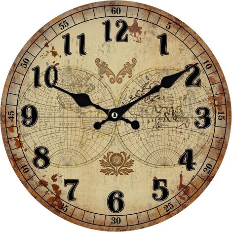 Orologio in mdf planisfero, Ø34 cm (kit da 3)