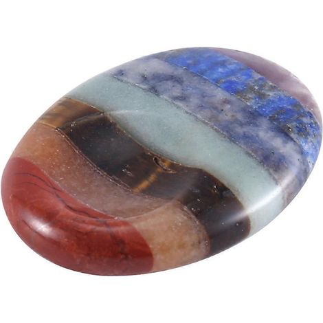Pierre de massage naturelle à 7 chakras pour soulager l'anxiété et le stress, idéale pour la méditation et la thérapie par la paume des mains. (1/5)