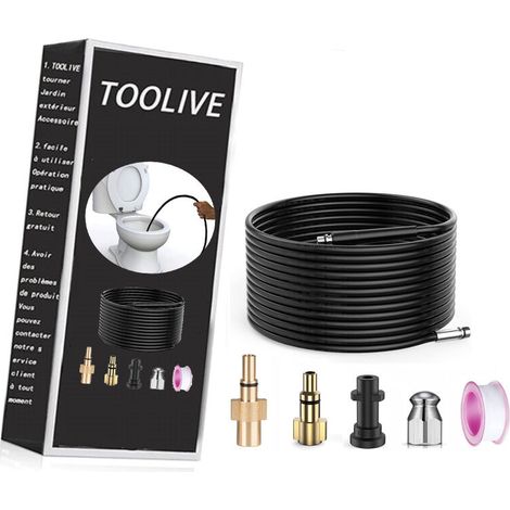 Stone Banks 15m Déboucheur de canalisations pour Nettoyeur Haute Pression Kärcher/Bosch/Lavor, Sonde de débouchage pour Kärcher K2 K3 K4 K5 K7, Bosch AQT, Lavor etc 180Bar 60°C (1/3)