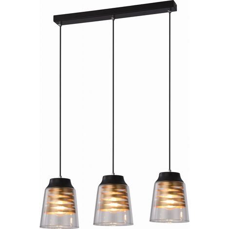 Lampadario Candellux Fresno 3xE27 vetro nero traspar. (1/3)