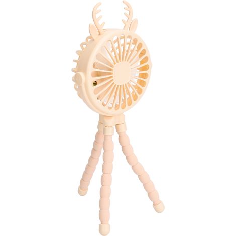 Ventilateur de bureau jaune, orientable et à double usage, mini ventilateur portable avec veilleuse pour bureau et dortoir (1/5)