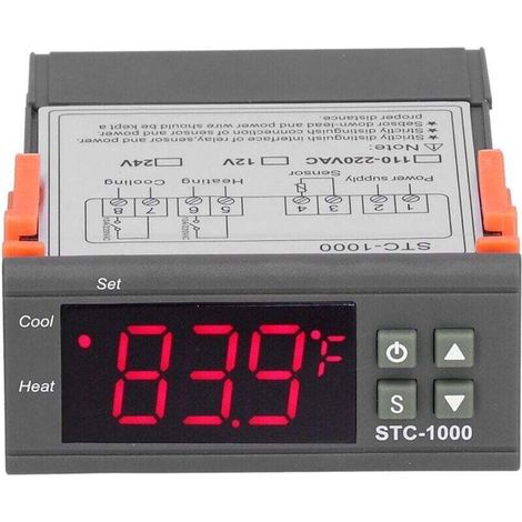 Régulateur de Température Numérique, STC‑1000 Régulateur de Température Numérique Thermostat Tout Usage de Refroidissement et de Chauffage avec NTC, Régulateur de Température (24V) (1/4)