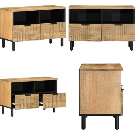 Mueble de TV madera maciza mango marrón 70x33x46 cm - Madera maciza - Almacenamiento