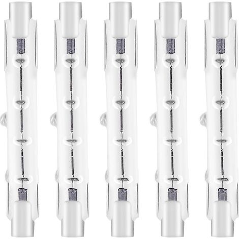 Lot de 5 projecteurs halogènes linéaires J78 R7s 8 x 78 mm, 120 W, à double culot, dimmables, pour éclairage de sécurité. (1/4)