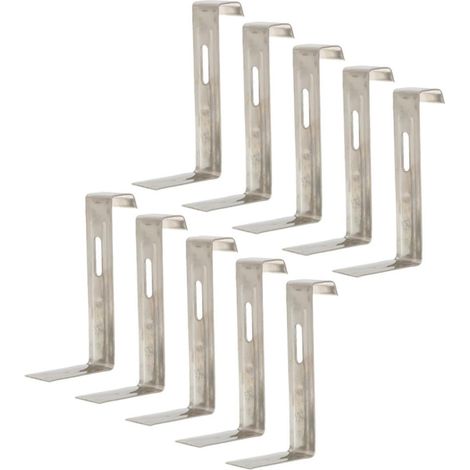 Clips de Toit en Fer Argenté, Lot de 10, Fixation Tuiles (1/5)