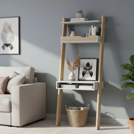 Dmora Bureau déco, coloris blanc et chêne, 65 x 180 x 48 cm, avec emballage renforcé (1/5)