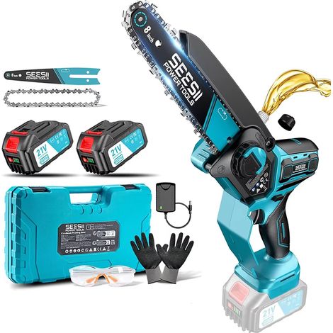 Fuleadture Tronçonneuse sans fil Brushless 6 et 8 pouces — Conçue pour l'élagage et la coupe de bois — Tronçonneuse électrique portable, compatible avec les batteries Makita 18 V (1/5)