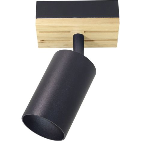 Projecteur Waikato 1xGU10 noir/bois réglable 16,5 x 10 x 5,5 cm