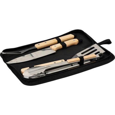 Utensili da barbecue in legno e custodia in tela - Neka (1/5)