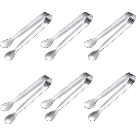 Set di 6 pinze per ghiaccio, pinze per zucchero da 11 cm, in acciaio inossidabile, pinze multifunzionali per servire dolci, bar, matrimoni, cucina, compleanni, feste (1/5)